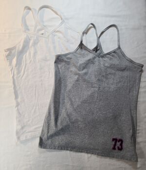 BCG Tank Tops Women Medium 2-Pack Gray White Spaghetti Strap Athletic Cotton